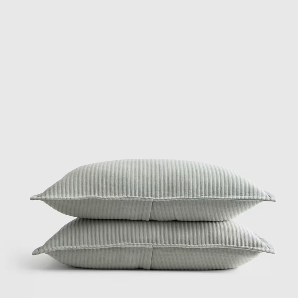 NWOT QUINCE Organic Cotton Matelasse Sham Set Standard Dried Sage 8254